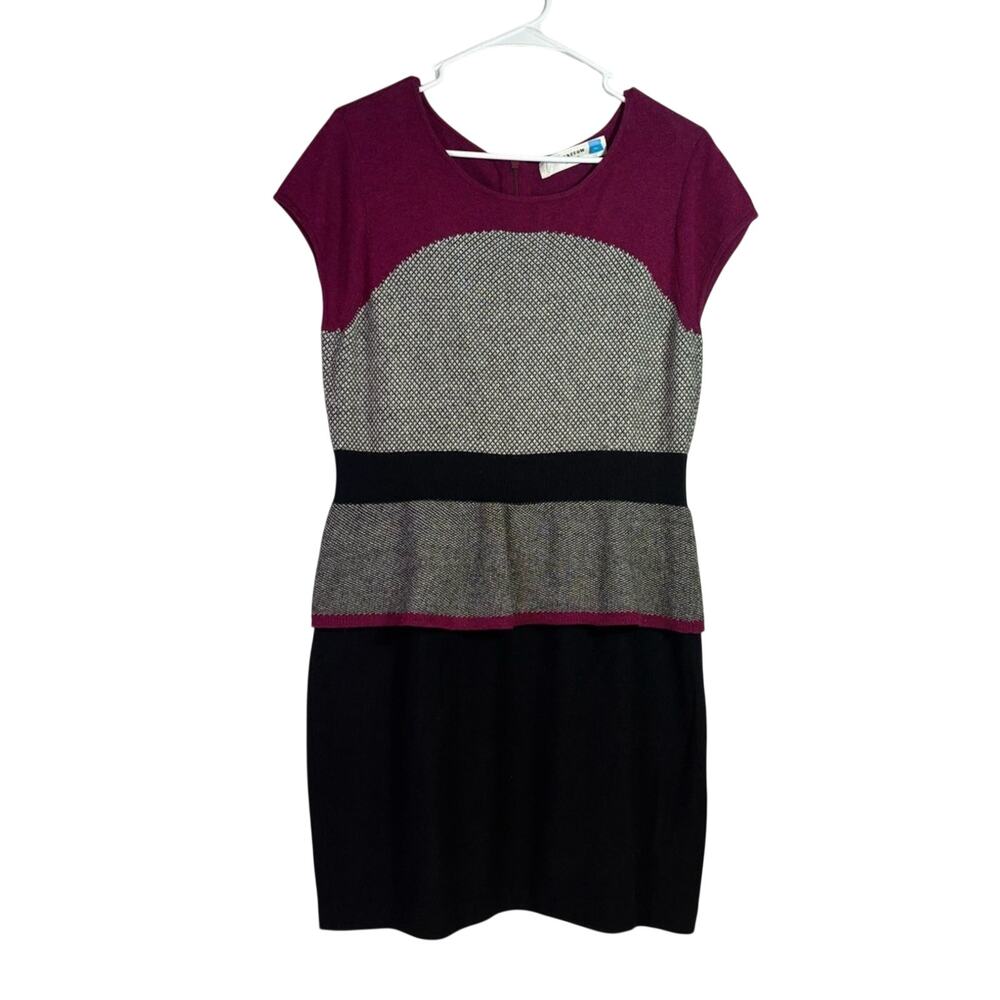 NWT Anthropologie Sparrow Burgundy and Black Peplum Sweater Dress Size XL F0108